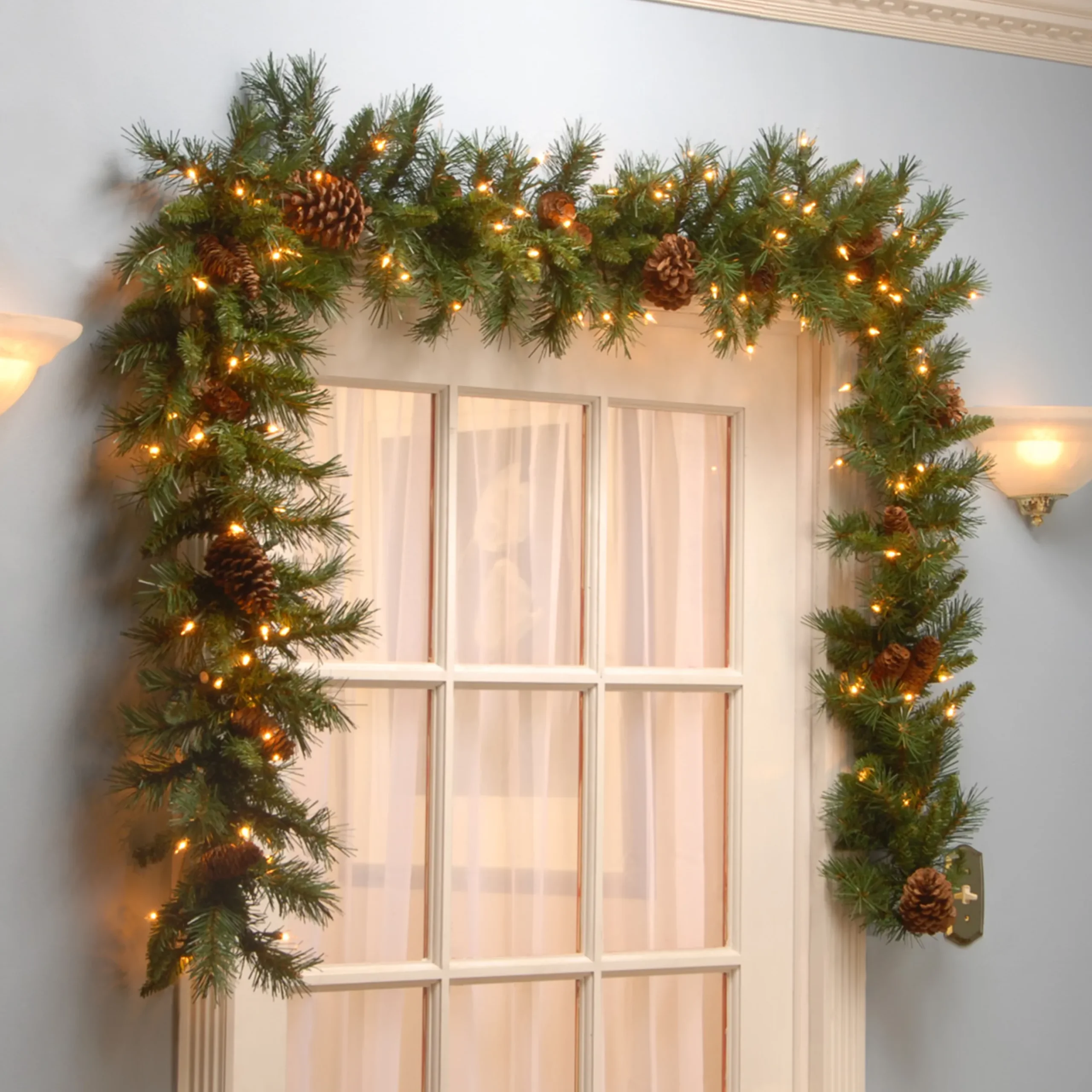 Best Christmas Land 9Ft Pine Cone Pre-Lit Christmas Garland