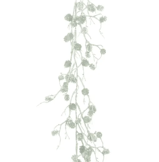Online Christmas Land 6Ft Silver Sparkle Pine Cone Christmas Garland