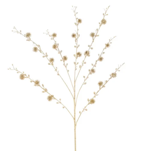 Hot Christmas Land Gold Metallic Thistle Christmas Spray