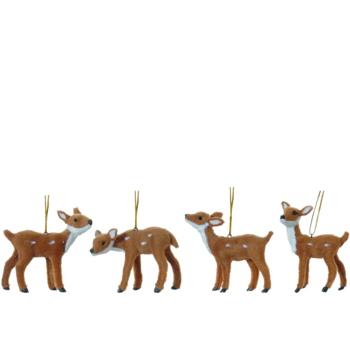 Hot Christmas Land Set Of 4 Suspended 10Cm Assorted Deer Decorations